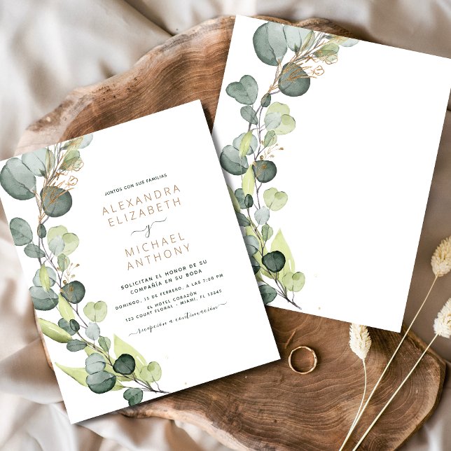 Budget Spanish Eucalyptus Wedding Invitations (Creator Uploaded)