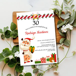 Budget Spanish Santa & Mrs Claus 30th Birthday  Invitation