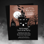 Budget Spooky Halloween Invitation Flyer<br><div class="desc">Small 4.5" x 5.6" affordable Halloween invitation paper flyers feature a large black castle and bare trees against a spooky night sky and your party details in chic white lettering. Printed on value 80 lb semi-gloss cardstock available in 3 sizes. **NO ENVELOPES INCLUDED - buy 5" x 7" if needed....</div>