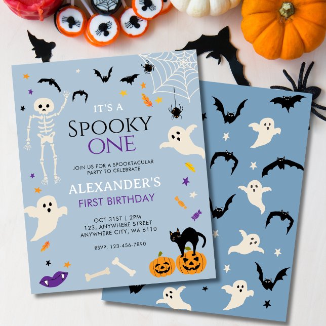 Budget Spooky One 1st Halloween Birthday Blue (Creator Uploaded)