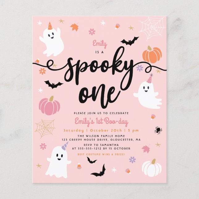 Budget Spooky One Halloween Ghost First Birthday (Front)