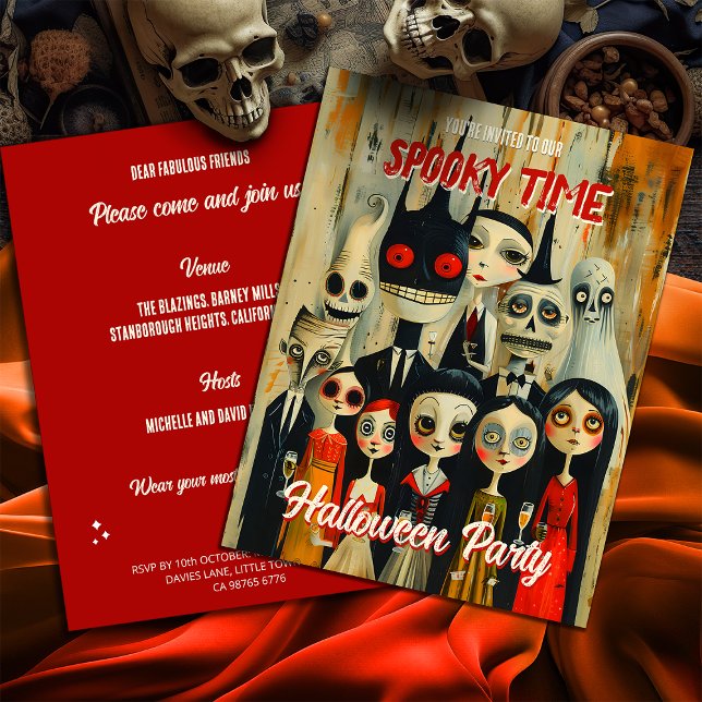 Budget Spooky Time Creepy Halloween Invitation Postcard (Creator Uploaded)