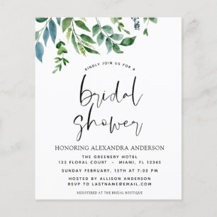 Budget Spring Bridal Shower Greenery Flyer