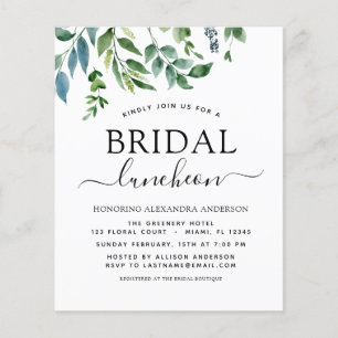 Budget Spring Bridal Shower Luncheon Greenery Flyer