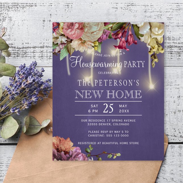 Budget spring floral housewarming party invitation (Creator Uploaded)