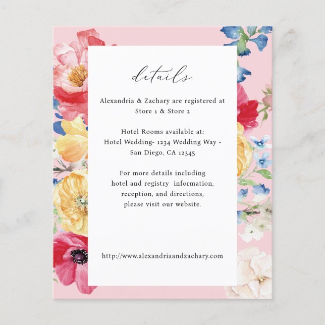 Budget Spring Multi Colour Florals Details - Pink Flyer (Front)