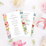 Budget Spring MultiFloral Wedding Ceremony Program<br><div class="desc">** SATIN PAPER IS PAPER THIN. UPGRADE THE PAPER FOR A THICKER PAPER. HAS AN OPTION FOR ENVELOPES. *** Save money on formal invitations with this smaller invitation that has an option for envelopes. Celebrate your wedding in style with your beautiful Spring Multi Colour Florals Wedding Ceremony Programs. Want a...</div>