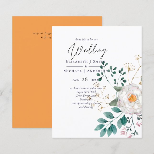 BUDGET Spring Wildflowers Barn Garden Wedding (Front/Back)