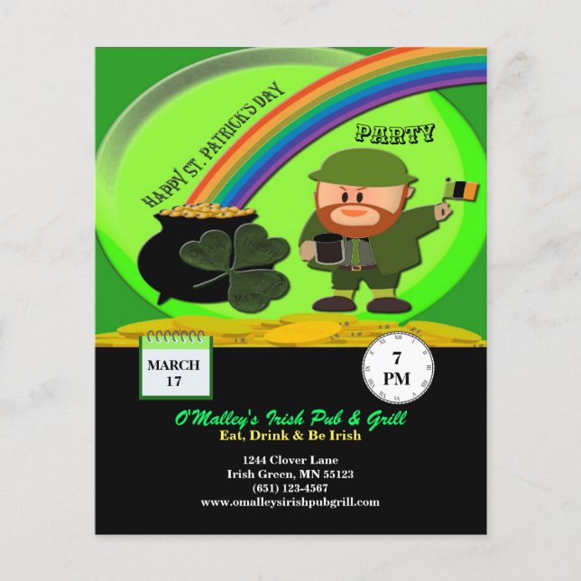 Budget St Patrick's Day Leprechaun, Pot of Gold Flyer (Front)