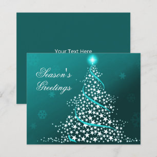 Budget Starry Christmas Tree Aqua Holiday Card