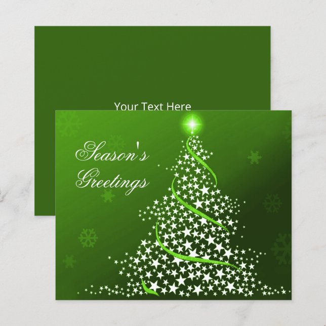 Budget Starry Christmas Tree Green Holiday Card (Front/Back)
