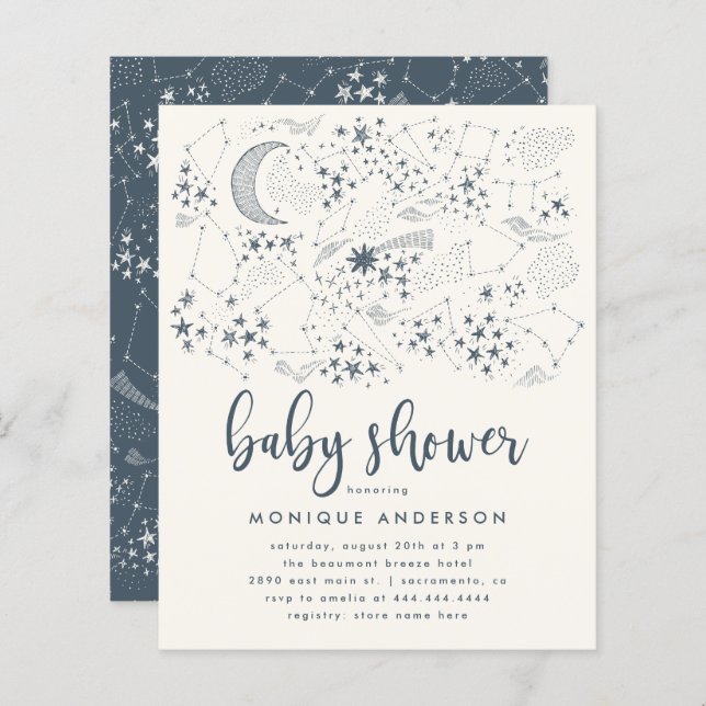 Budget Starry Night Constellation Baby Shower (Front/Back)