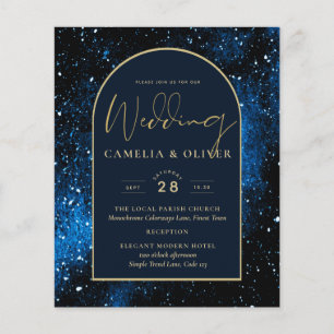 BUDGET Starry Night Navy Blue Gold Wedding INVITE Flyer