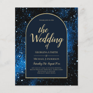 BUDGET Starry Night Navy Blue Gold Wedding INVITE Flyer
