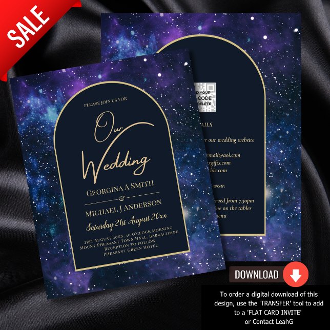 BUDGET Starry Night Purple Blue Wedding INVITE (Creator Uploaded)