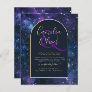 BUDGET Starry Night Purple Blue Wedding INVITE
