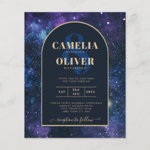 BUDGET Starry Night Purple Blue Wedding INVITE Flyer