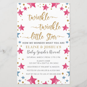 Budget Stars Gender Reveal Baby Shower Invitation