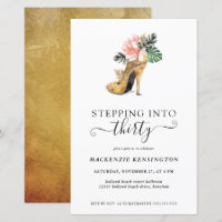 Budget Stepping Into 30 Floral Gold Heels Birthday