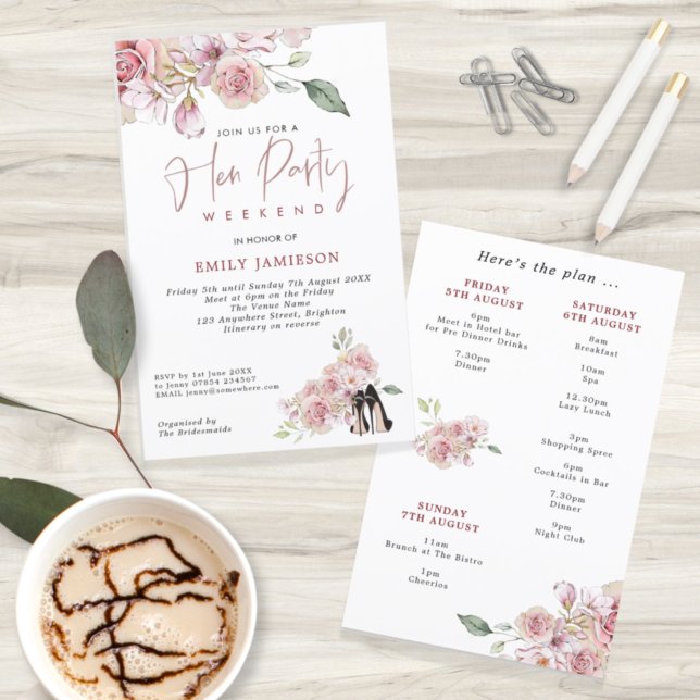 Budget Stiletto Weekend Itinerary Hen Party Invite (Creator Uploaded)