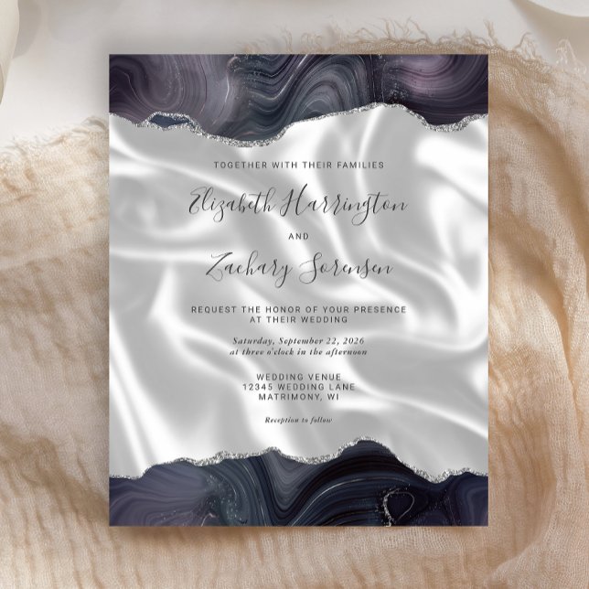 Budget Storm Grey Silver Agate White Silk Wedding (Creator Uploaded)