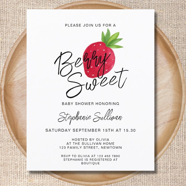 Budget Strawberry Berry Sweet Baby Shower Invite (Creator Uploaded)