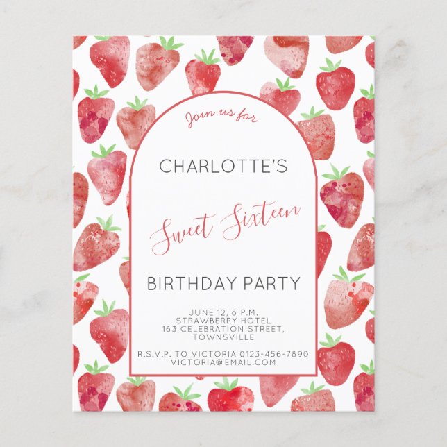 Budget Strawberry Sweet Sixteen Birthday Party (Front)