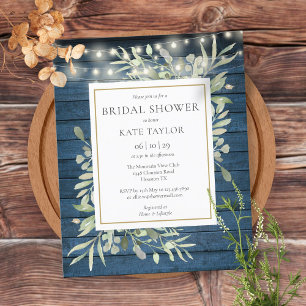 Budget String Lights Rustic Bridal Shower Invite