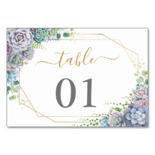 Budget succulent botanical Wedding Table Number