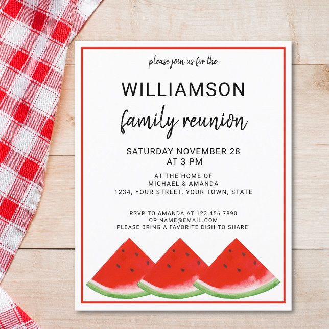 Budget Summer Family Reunion Watermelon Invitation Flyer (Creator Uploaded)
