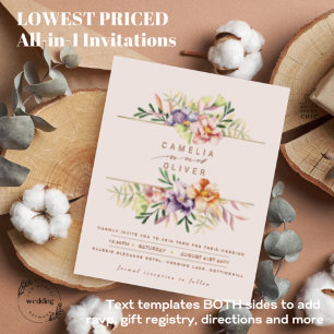 BUDGET Summer Floral Wedding Invite QR Code RSVP F Flyer