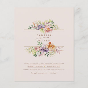 Budget Summer Floral Wedding Invite QR Code RSVP F Flyer