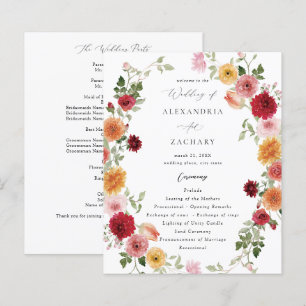 Budget Summer Multi Colour Floral Wedding Program 