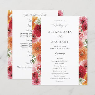 Budget Summer Multi Colour Floral Wedding Program