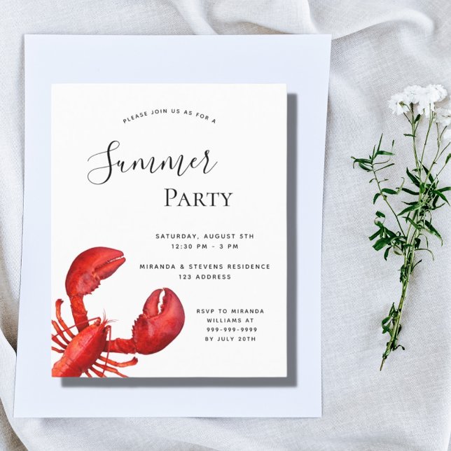 Budget Summer party seafood red lobster invitation (Creator Uploaded)