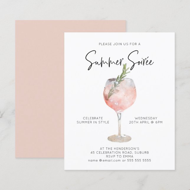 Budget Summer Soiree Drinks Cocktail Party Pink (Front/Back)