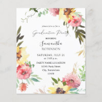 Budget Summer Sunflower Floral Graduation Party