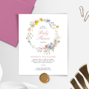 Budget Summer Wildflowers Baby Shower Invitation
