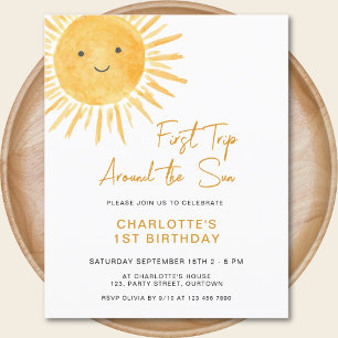 Budget Sun Girl's 1st Birthday Invitation