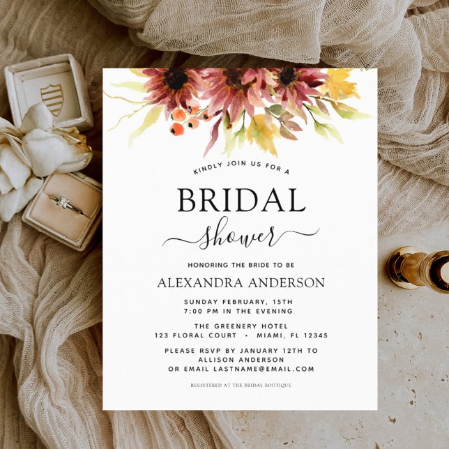 Budget Sunflower Bridal Shower Burgundy Floral (Creator Uploaded)