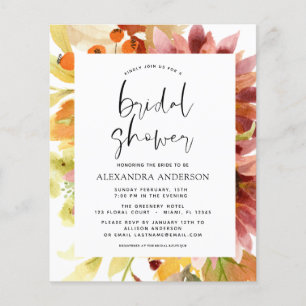 Budget Sunflower Bridal Shower Burgundy Floral Flyer