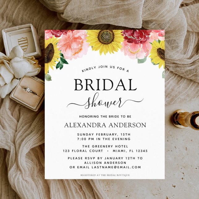 Budget Sunflower Bridal Shower Floral Invitations (Creator Uploaded)