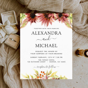 Budget Sunflower Burgundy Country Wedding