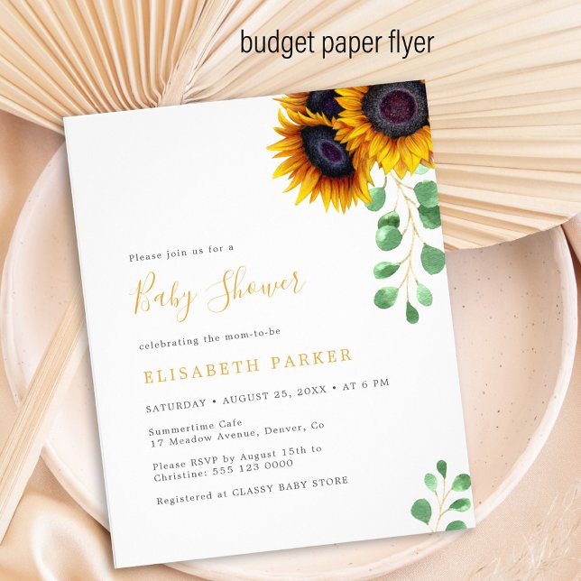Budget sunflower eucalyptus baby shower invitation flyer (Creator Uploaded)