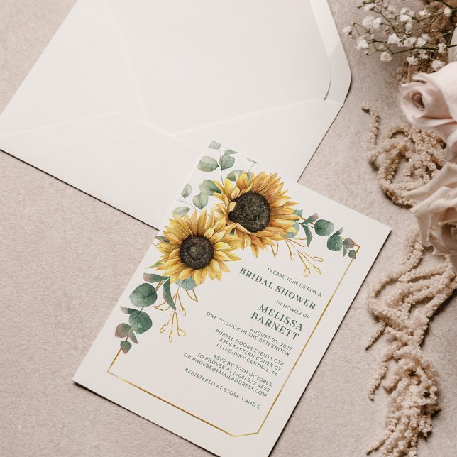Budget Sunflower Eucalyptus Bridal Shower Invite (Creator Uploaded)