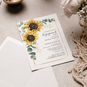 Budget Sunflower Eucalyptus Engagement Invitation