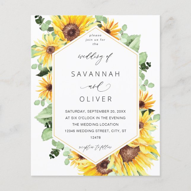 Budget Sunflower & Eucalyptus MOD Wedding W Flyer (Front)