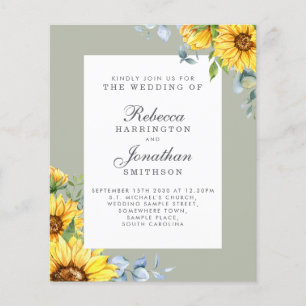 Budget Sunflower Eucalyptus Wedding Invitation