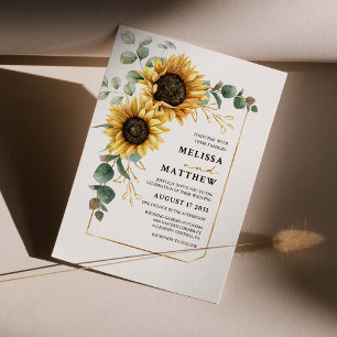 Budget Sunflower Eucalyptus Wedding Invitation