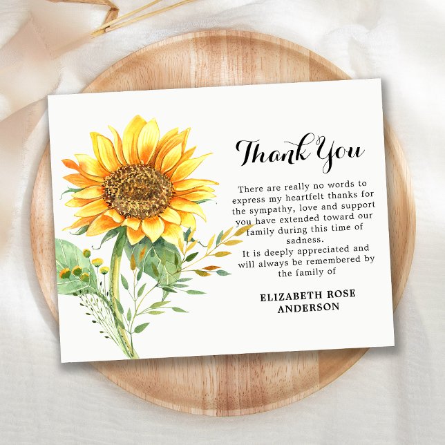 Budget Sunflower Floral Sympathy Funeral Thank You (Creator Uploaded)